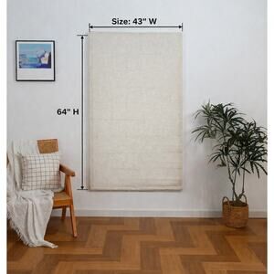 Cordless Linen Roman Shade 43x64 Natural Light Filtering Window Blind - Open Box